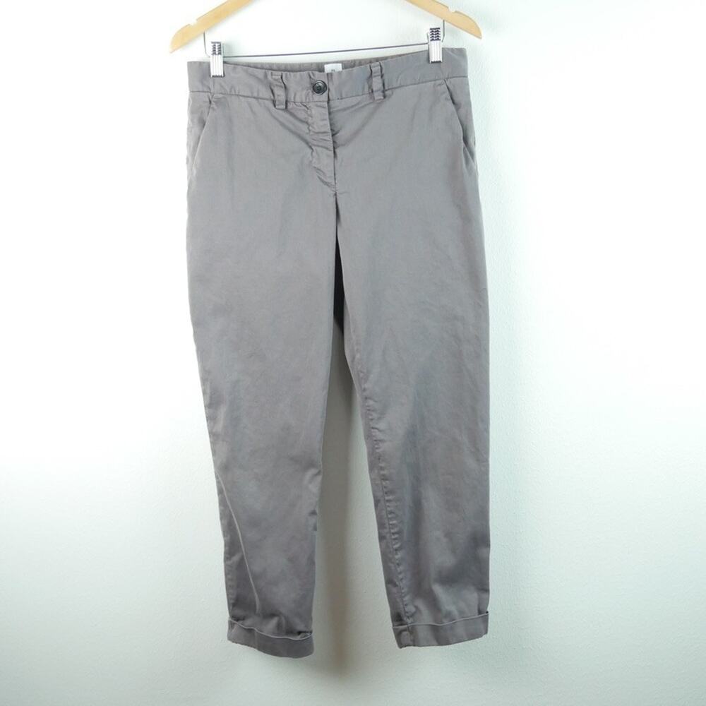 Paul Smith Women's Crop Chino Pants Cuffed EU 44 US 8 Grey Preppy Minimal Cotton